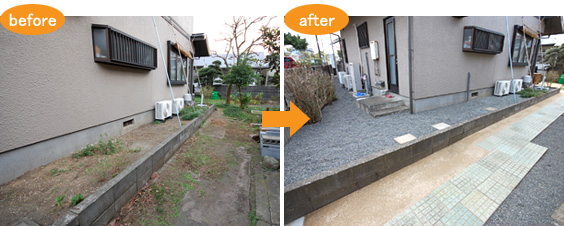 「もう草取りしたくない!」を実現~茅ヶ崎市S様邸の施工例 庭 ガーデン エクステリア 造園 剪定 雑草 除草 草取り お庭のリフォームはグリーンパトロール 神奈川県・茅ヶ崎市・寒川町・藤沢市・鎌倉市・平塚市